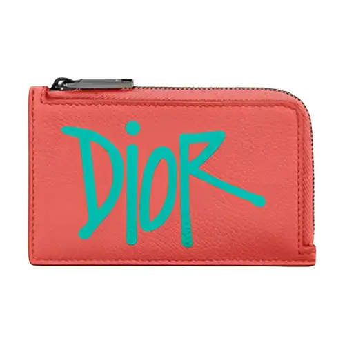 DIOR Cow Leather Card Holder Card Holder Women's Coral Powder