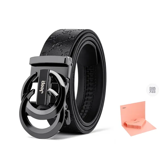 Jeep Leather Belts Men's Black 3.5cm