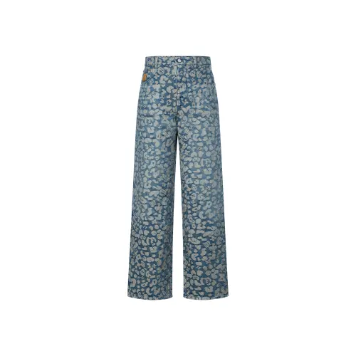 Lv Jacquard Workwear Denim Pants