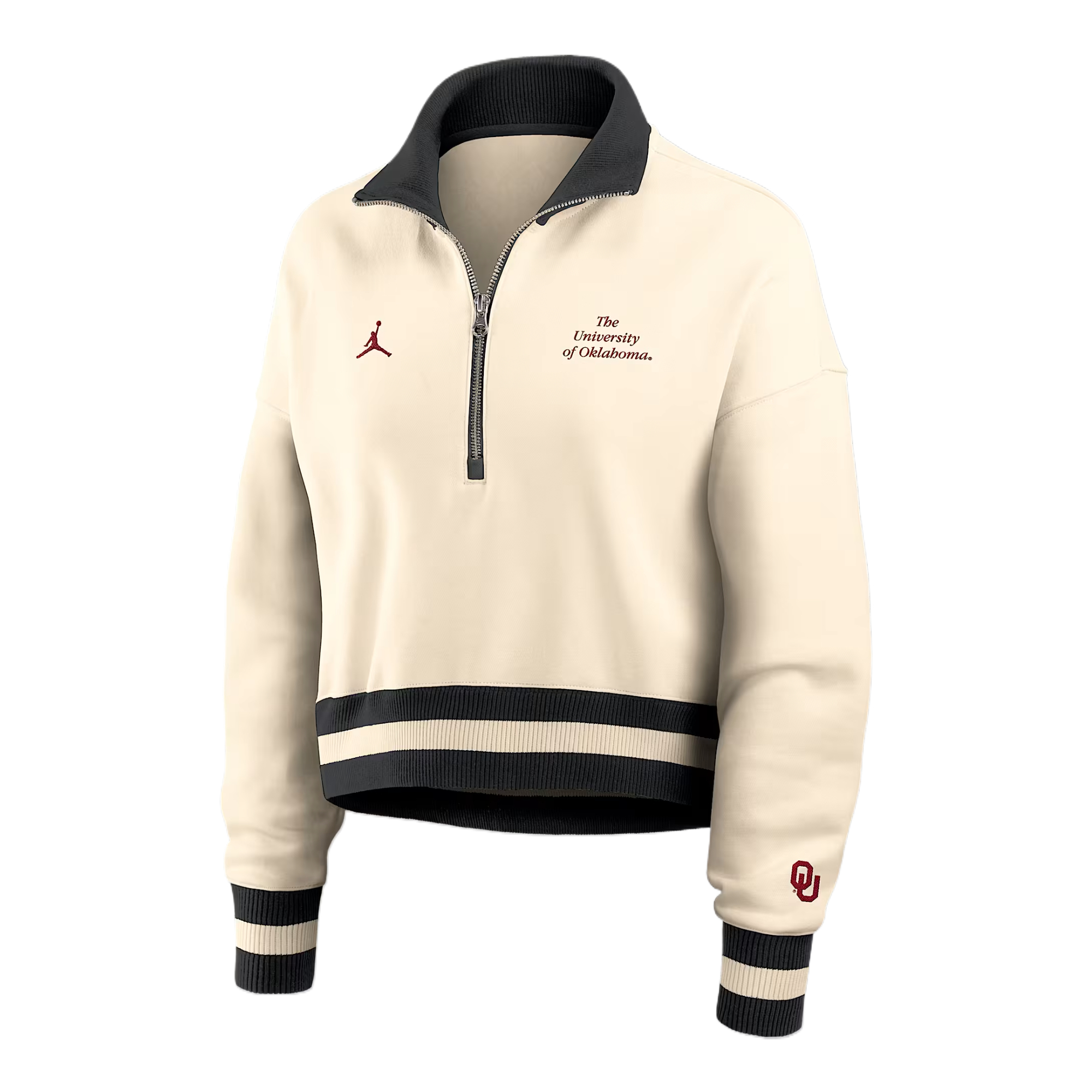 Jordan Oklahoma Legacy Women's Jordan Brand College Cropped 1/4-Zip Crew