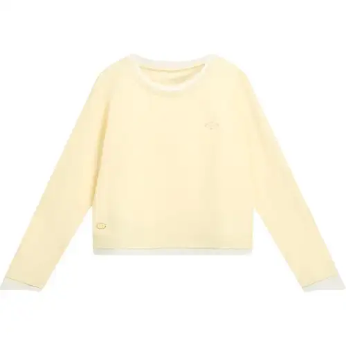 Li Ning T Shirts Women's Yellow Crew Neck Moderate Straight Fit