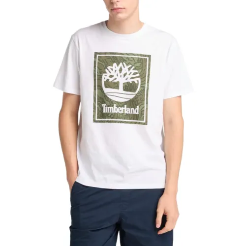 Timberland T Shirts Men's White Crew Neck Moderate Straight Fit