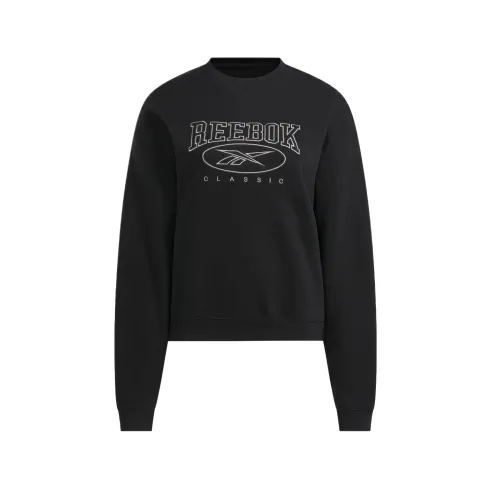 Reebok Sweatshirts Women's Black Crew Neck Moderate Regular
