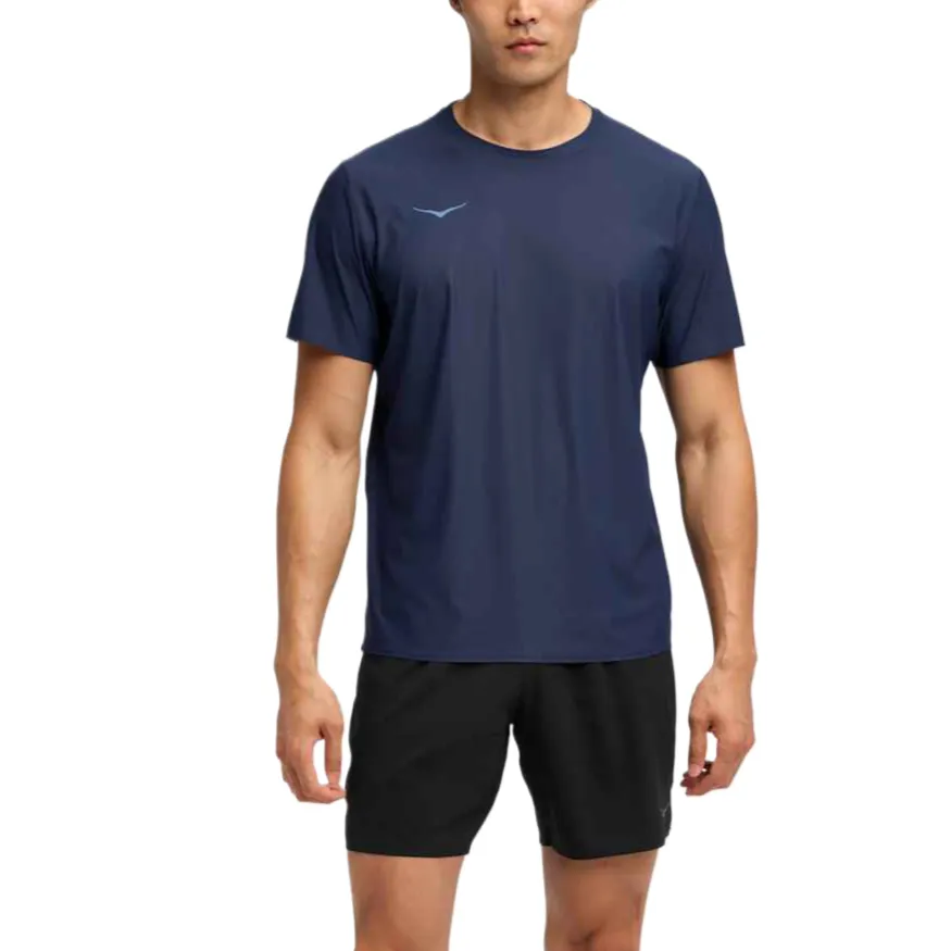 HOKA ONE ONE T-Shirts Men's Midnight Blue Crew Neck Moderate Straight Fit