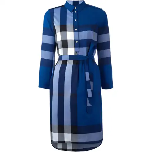 Burberry Long Sleeved Dress Women's Blue