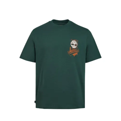 Timberland T Shirts Men's Green Crew Neck Moderate