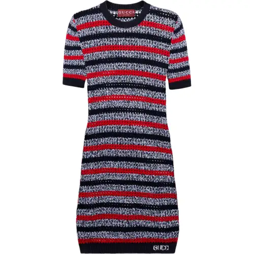 GUCCI FW25 Short Sleeved Dress Women's Black Red
