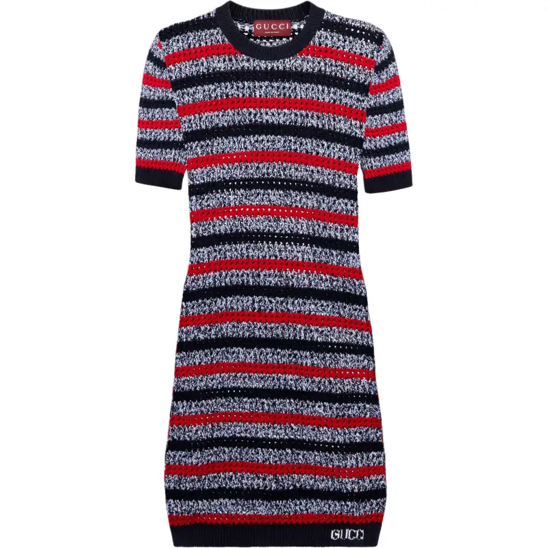 GUCCI FW25 Short Sleeved Dress Women's Black Red