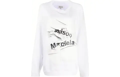 Maison Margiela Sweatshirts Women's White Crew Neck Moderate Regular