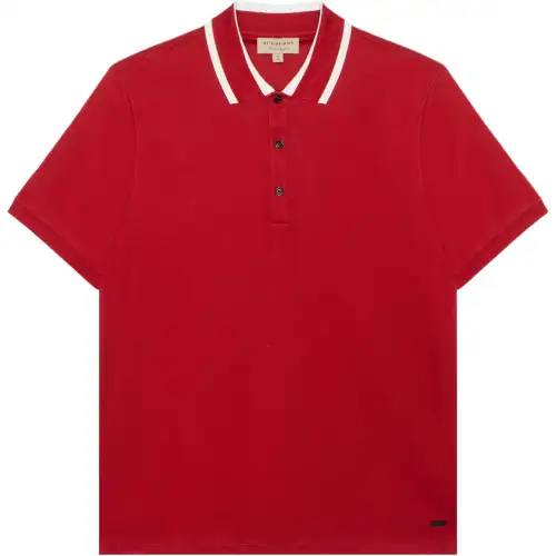 Burberry Polo Shirts Men's Red Polo Collar Moderate Straight Fit