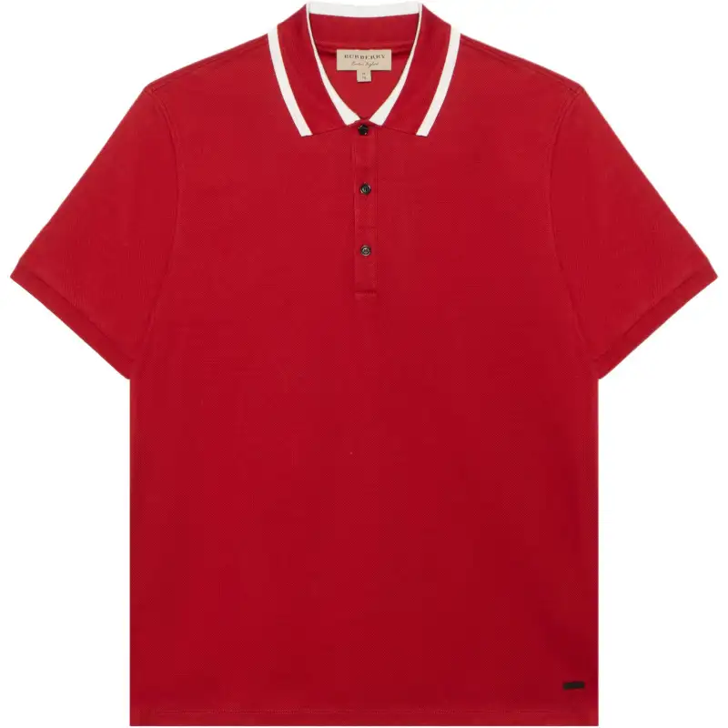 Burberry Polo Shirts Men's Red Polo Collar Moderate Straight Fit
