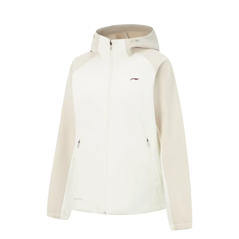 Li Ning Fitness Series Fleece Lined Thermal Hooded Loose Fit Athleisure Print Long Sleeved Trench Coat Women's
