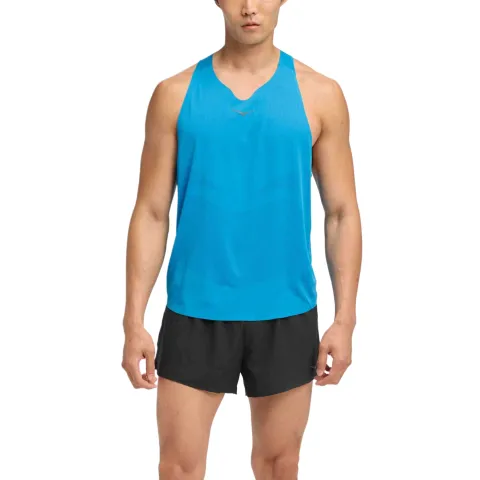 HOKA ONE ONE Tank Tops Men's Blue V-neck Moderate Racerback