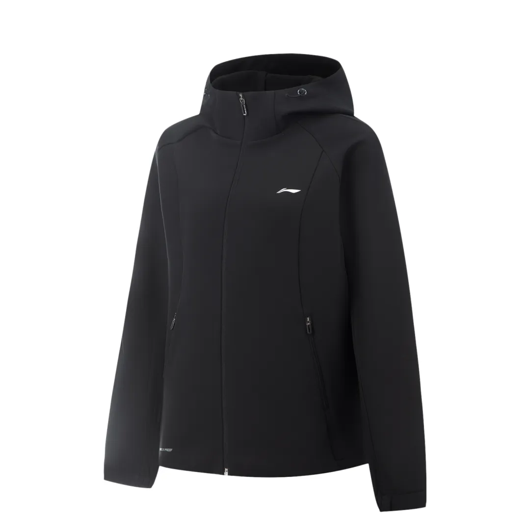Li Ning Fitness Series Fleece Lined Thermal 3D Effect Water Repellent Hooded Athleisure Trench Coat Women's