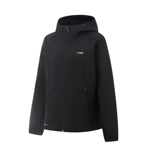 Li Ning Fitness Series Fleece Lined Thermal 3D Effect Water Repellent Hooded Athleisure Trench Coat Women's