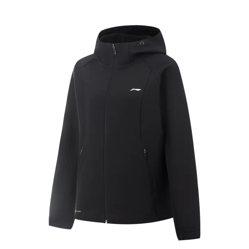 Li Ning Fitness Series Fleece Lined Thermal 3D Effect Water Repellent Hooded Athleisure Trench Coat Women's