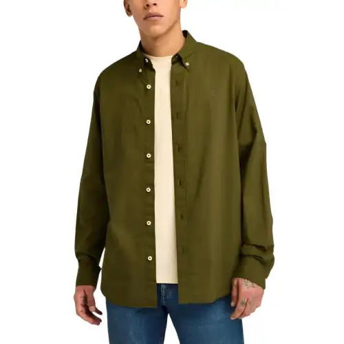 Timberland Shirts Men's Olive Green Lapel Moderate