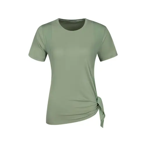 ASICS Yoga T Shirts Women's Green Crew Neck Moderate