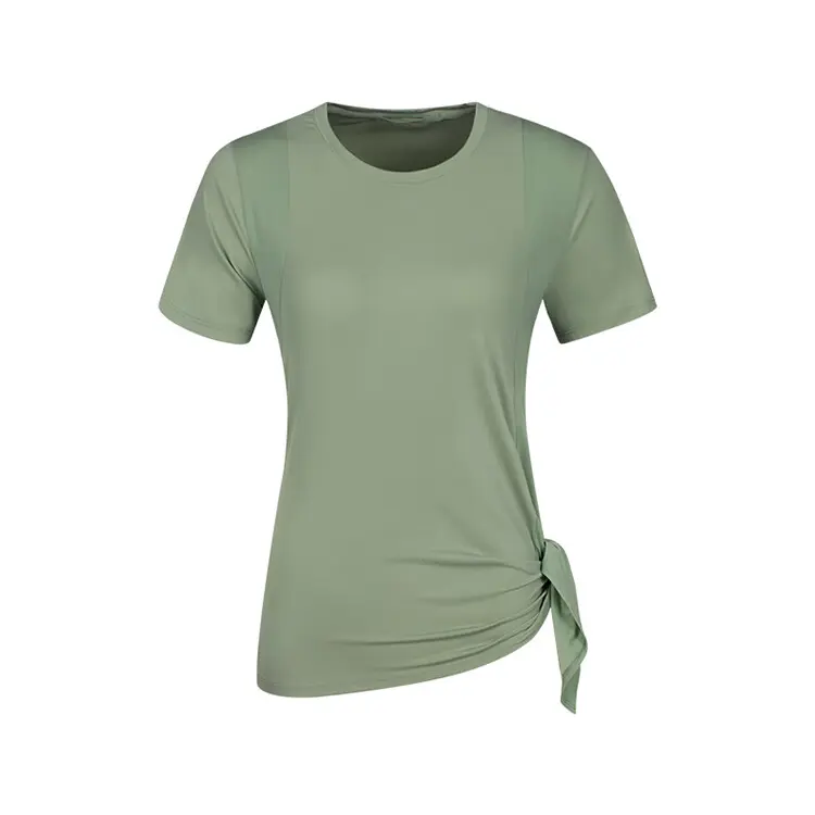 ASICS Yoga T Shirts Women's Green Crew Neck Moderate