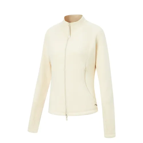 Li Ning Fitness Series Fleece Lined Thermal Slim Fit Stand Collar Athleisure Embroidery Comfortable Versatile Coat