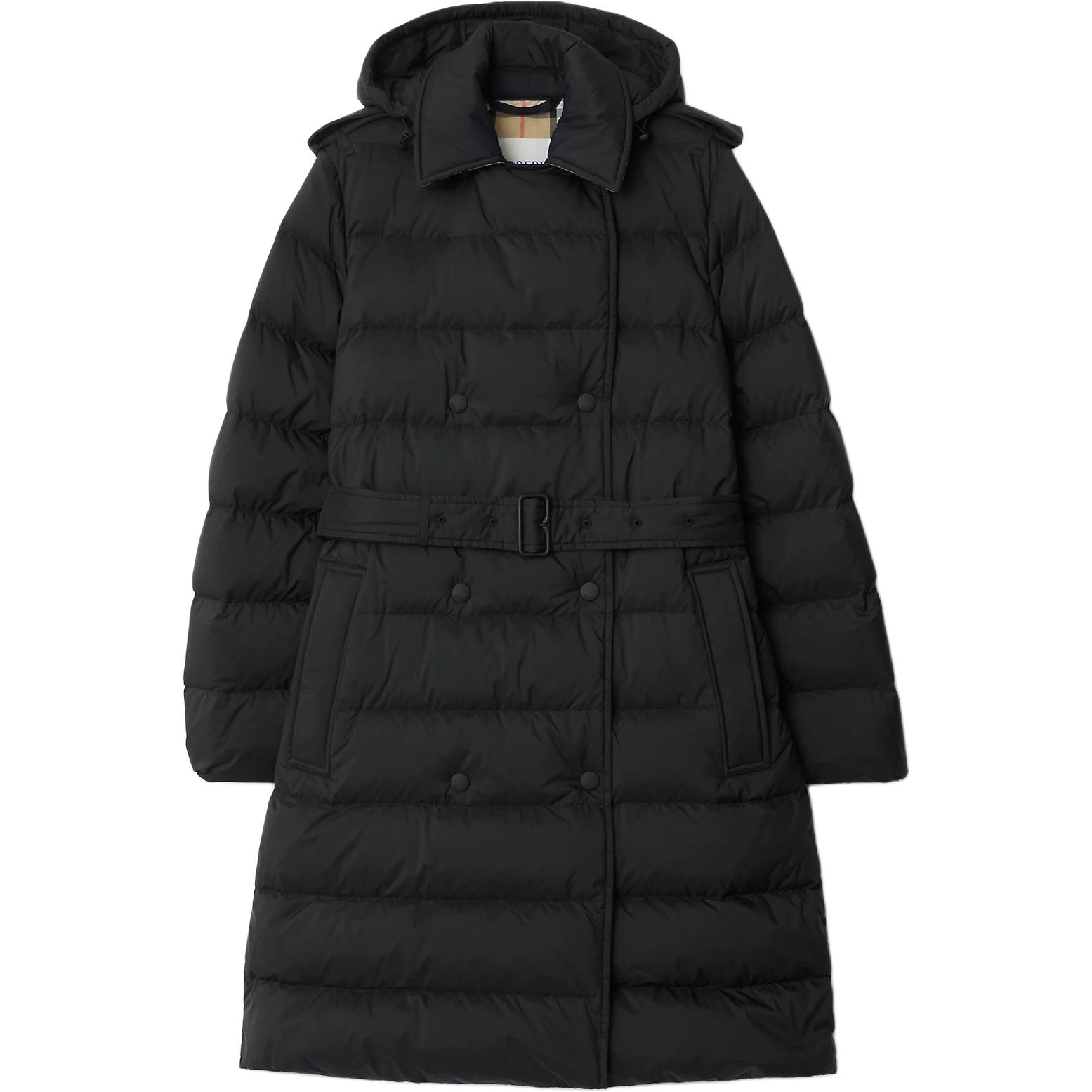 Burberry Belted Waist Hooded Padded Trench Coat