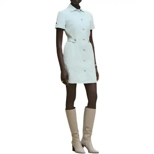 HERMES FW25 Short Sleeved Dress Women's Brown Green