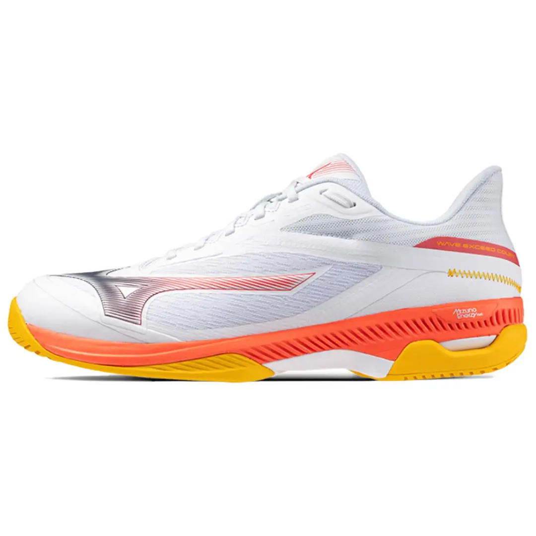 Mizuno WAVE EXCEED COURT Cushioning Slip Resistant Abrasion Resistant Low top Tennis Shoes Unisex White Orange