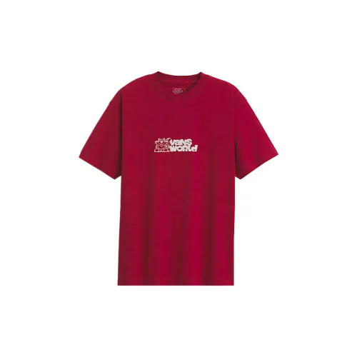 Vans T Shirts Men's Bordeaux Red Crew Neck Moderate
