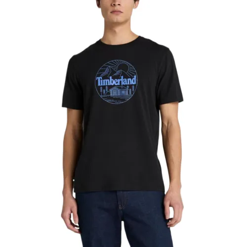 Timberland T Shirts Men's Black Crew Neck Moderate Straight Fit