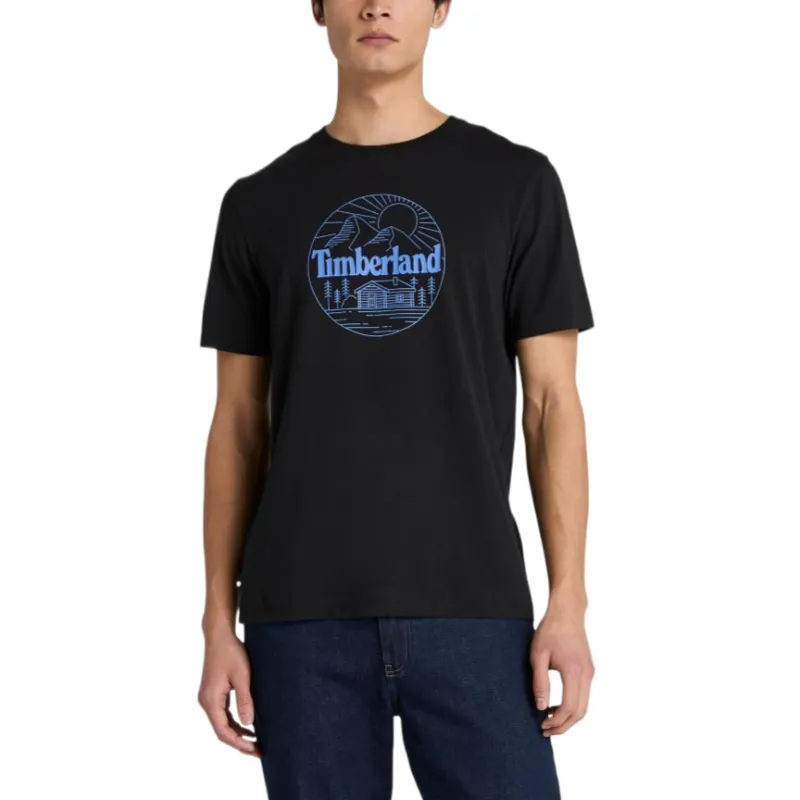 Timberland T Shirts Men's Black Crew Neck Moderate Straight Fit