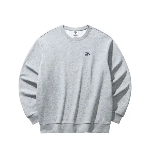 Anta Life Collection Outdoor Casual Logo Print Crew Neck Fleece Lined Thickened Pullover Sweatshirt Men's