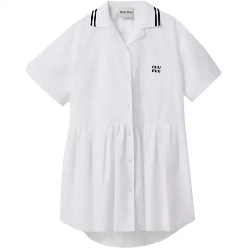 Miu Miu logo-print poplin minidress