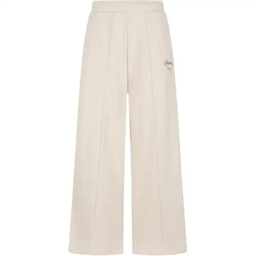 PUMA Casual Pants Women's Beige Moderate Straight Fit Pants