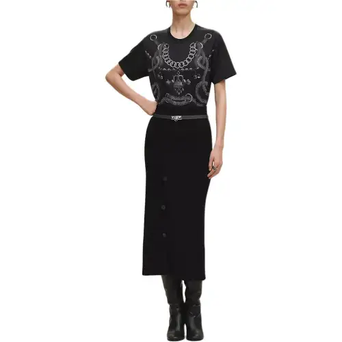 HERMES T Shirts Women's Black Crew Neck Moderate