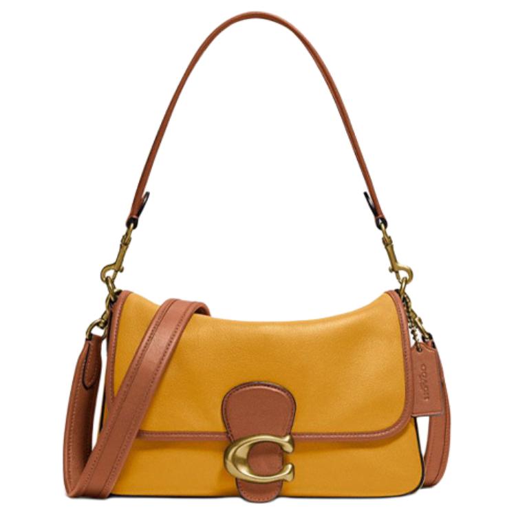 COACH Tabby Cow Leather Shoulder Bag, Portable Crossbody Bag Medium Women's Golden & Umber & Brown