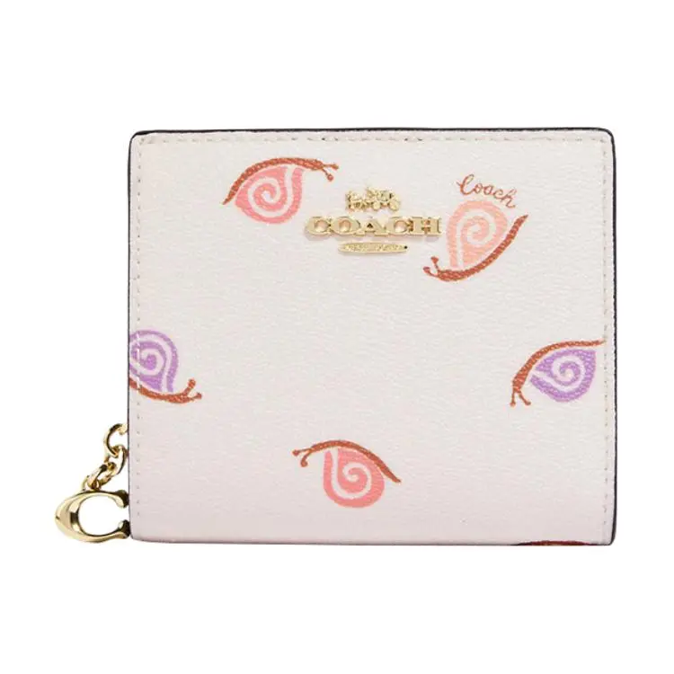 COACH Snap Wallet Artificial Leather Card Holder, Wallet Regular Women's Chalk White