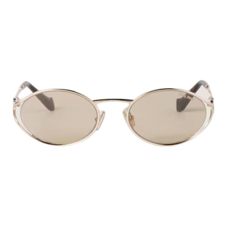 Женские очки MIU MIU Oval Sunglasses (светло-золотые)
