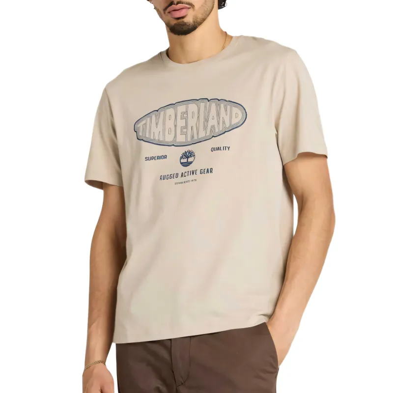 Timberland T Shirts Men's Khaki Crew Neck Moderate