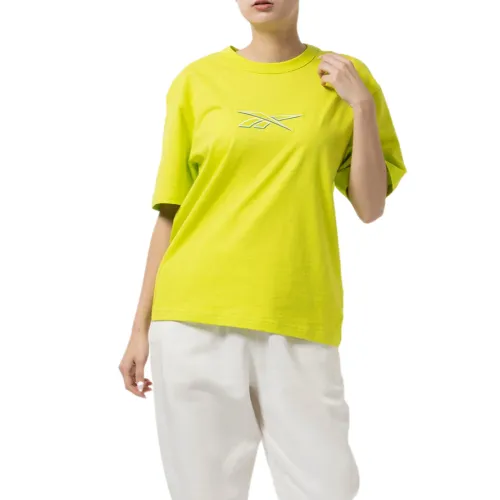 Reebok T Shirts Unisex Yellow Crew Neck Moderate Straight Fit