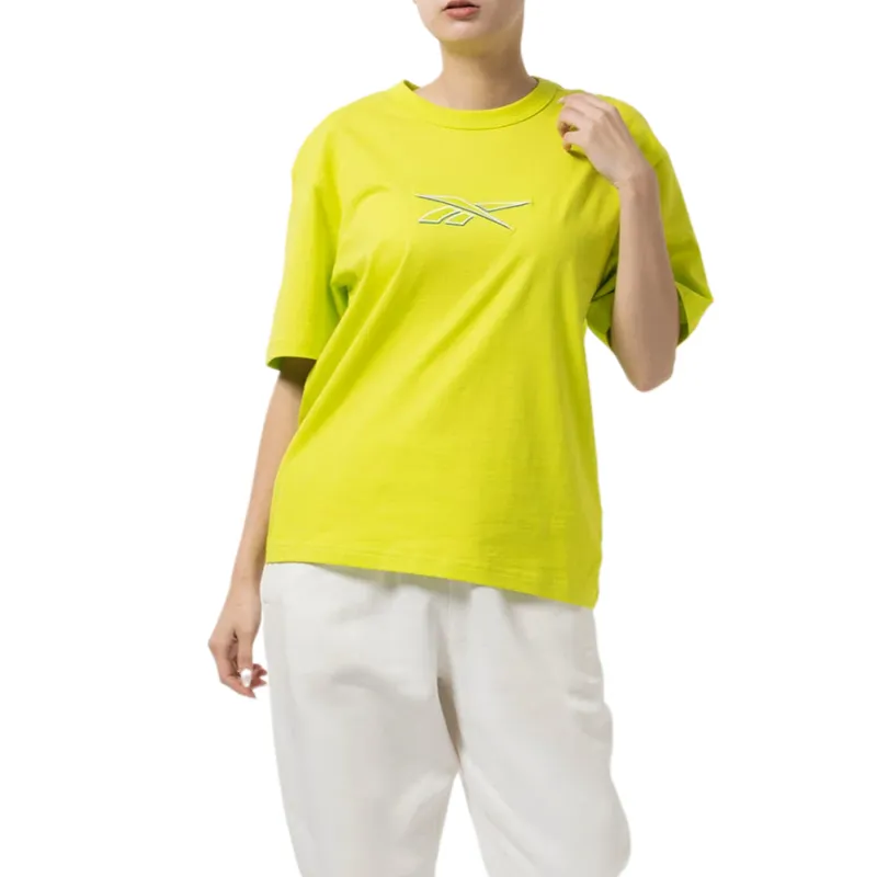 Reebok T Shirts Unisex Yellow Crew Neck Moderate Straight Fit