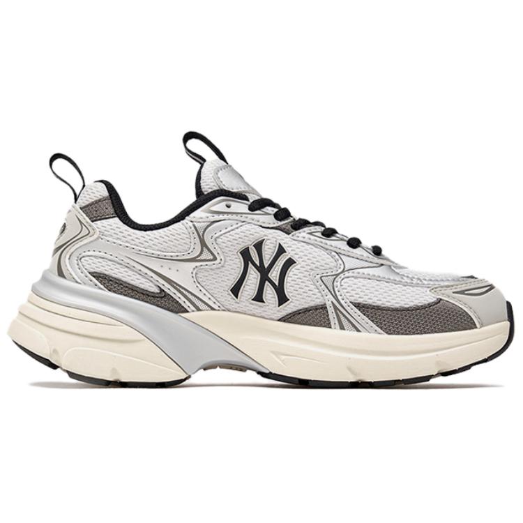 MLB New York Yankees Textile, Synthetic Leather Low top Casual Running Shoes Unisex Silver