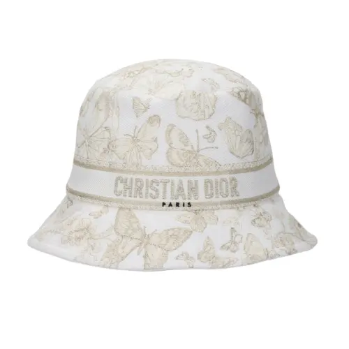 DIOR Cotton, Metallic Polyester, Polypropylene Bucket Hats Women's White