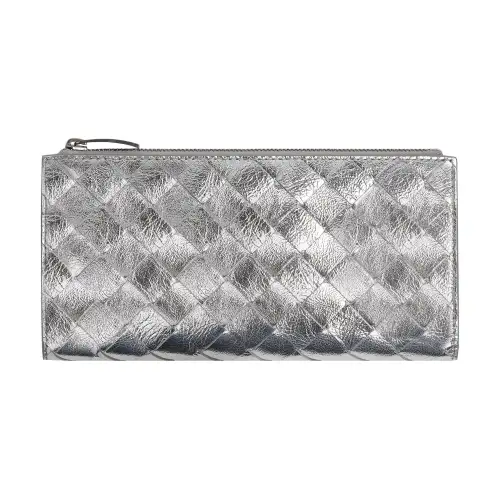 Bottega Veneta Sheepskin Wallet Large Women's Silver