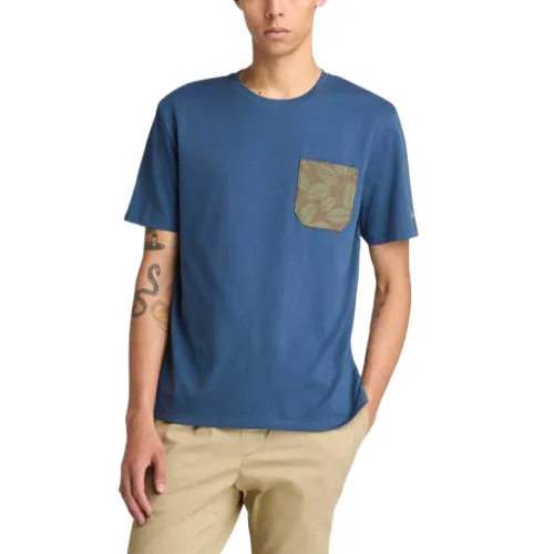 Timberland T Shirts Men's Blue Crew Neck Moderate