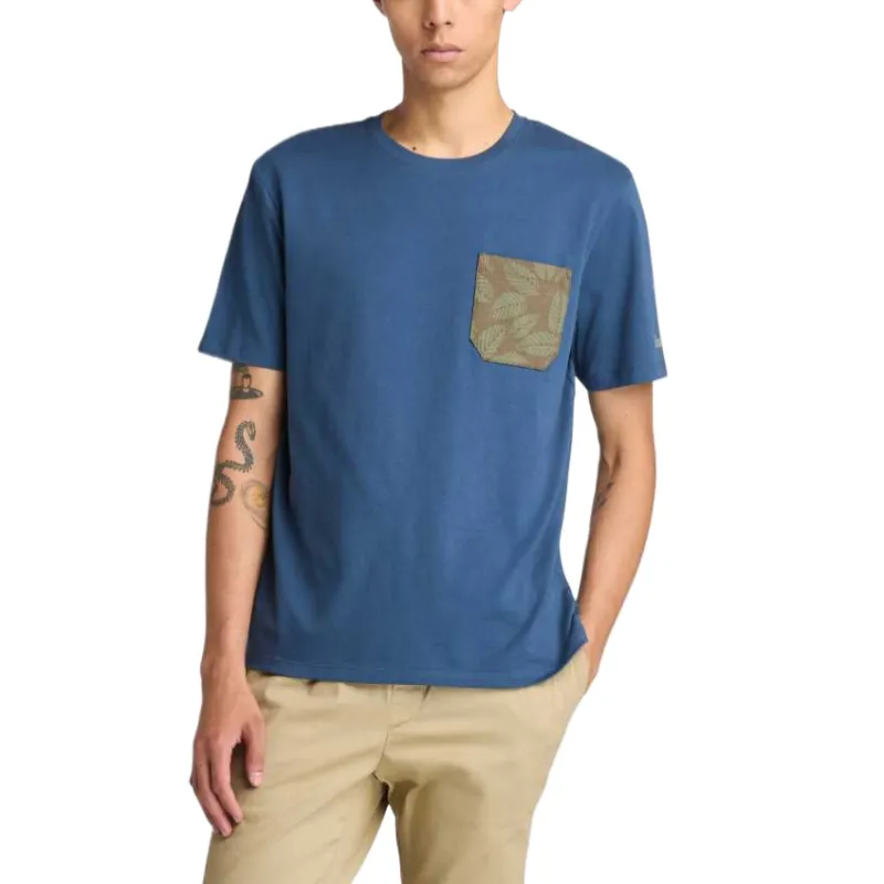 Timberland T Shirts Men's Blue Crew Neck Moderate