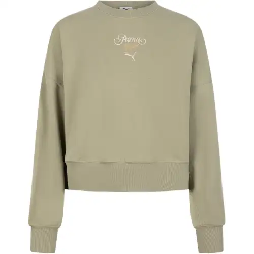 PUMA Sweatshirts Women's Light Green Crew Neck Moderate