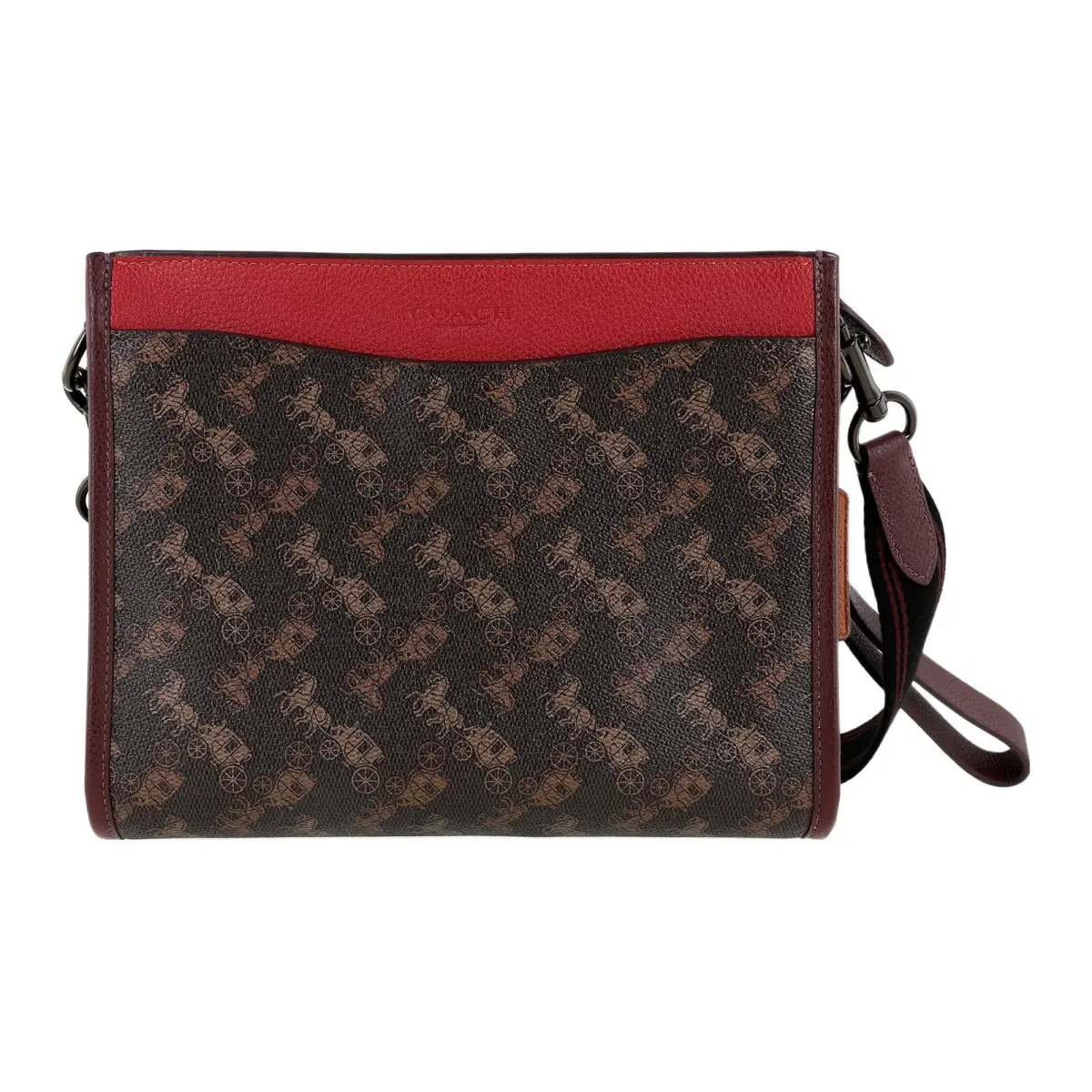 COACH Hitch Canvas With Leather Handheld Shoulder Bag, Crossbody Bag Medium Men's Dark Brown