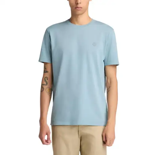 Timberland T Shirts Men's Light Blue Crew Neck Moderate