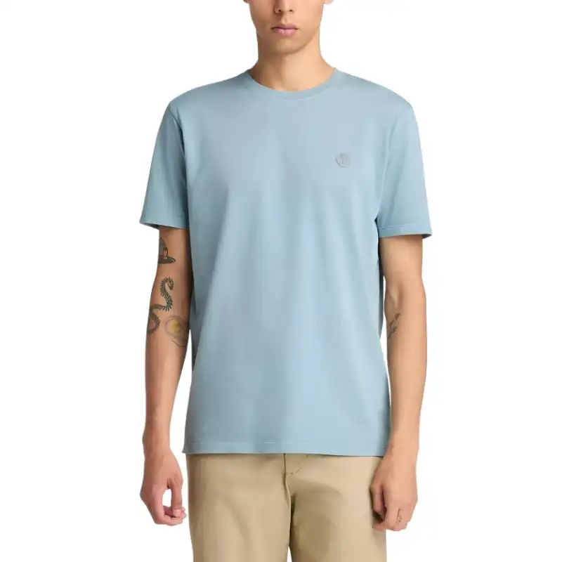 Timberland T Shirts Men's Light Blue Crew Neck Moderate