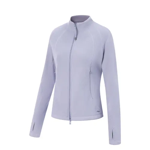 Li Ning Fitness Series Fleece Lined Thermal Slim Fit Stand Collar Athleisure Letter Embroidery Jacket Women's